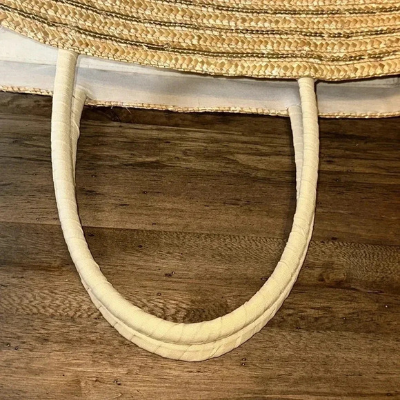 Cappelli Staw Summer Large Lined Tote Bag w/Gold Sequins Zipper Closure - Picture 16 of 16